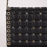 Chanel 2016 Chocolate Bar Piercing CC Studded Small Chain Flap Bag - FashioNica