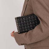 Chanel 2016 Chocolate Bar Piercing CC Studded Small Chain Flap Bag - FashioNica