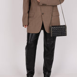 Chanel 2016 Chocolate Bar Piercing CC Studded Small Chain Flap Bag - FashioNica