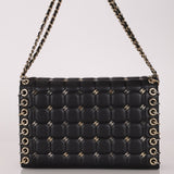 Chanel 2016 Chocolate Bar Piercing CC Studded Small Chain Flap Bag - FashioNica