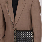 Chanel 2016 Chocolate Bar Piercing CC Studded Small Chain Flap Bag - FashioNica