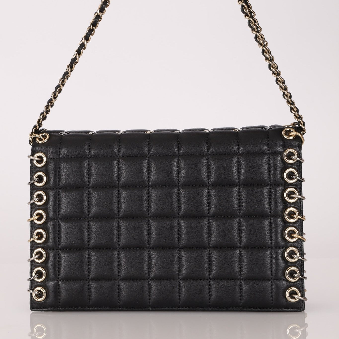Chanel 2016 Chocolate Bar Piercing CC Studded Small Chain Flap Bag - FashioNica