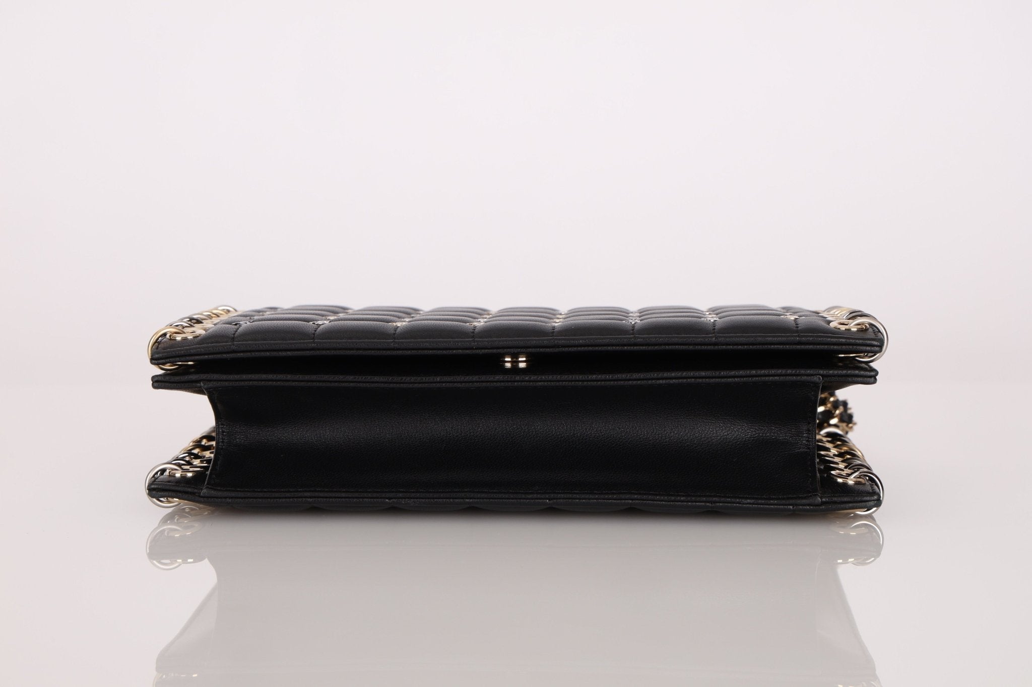 Chanel 2016 Chocolate Bar Piercing CC Studded Small Chain Flap Bag - FashioNica