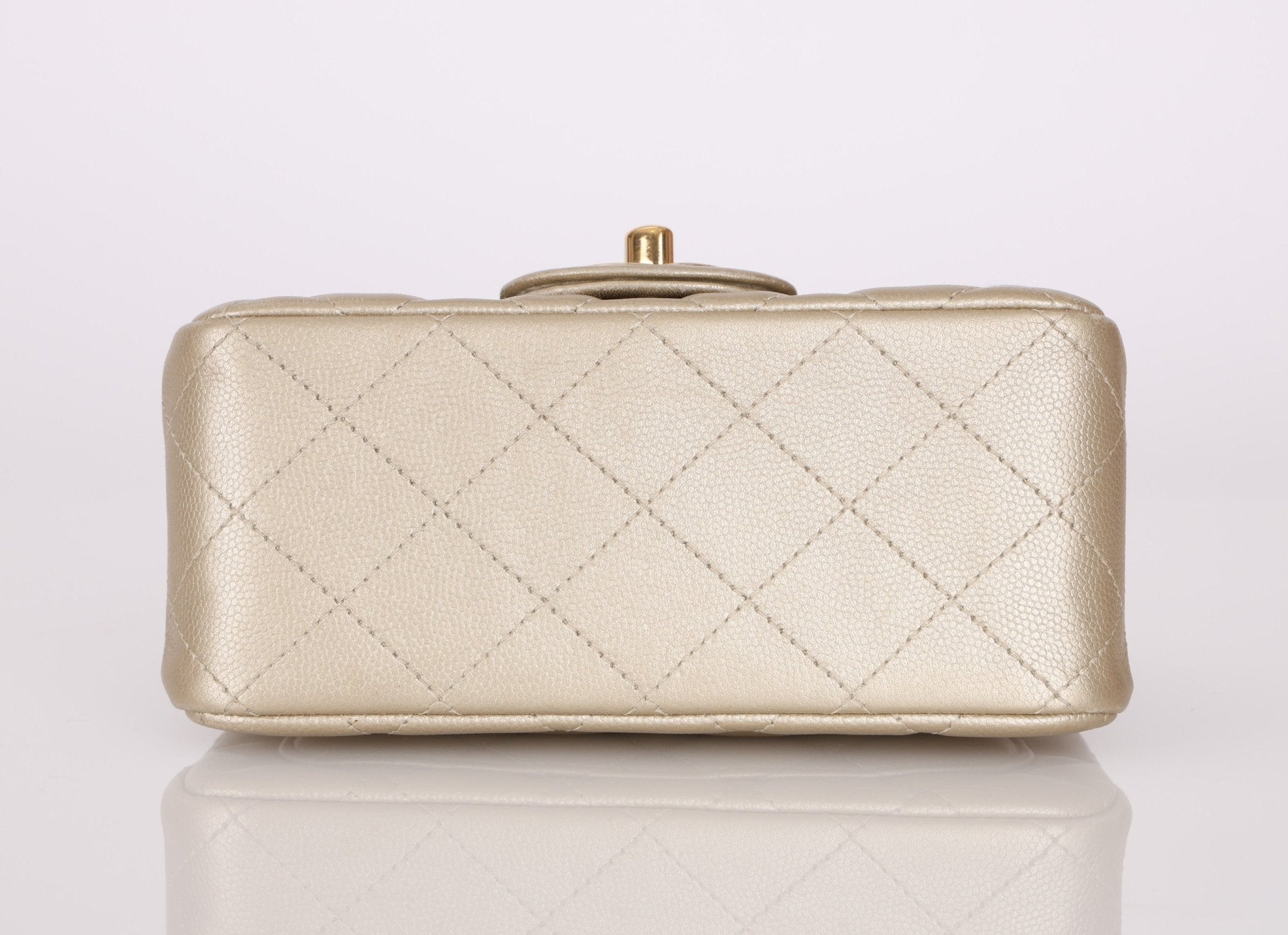 Chanel 2016 Iridescent Caviar Champagne Mini Square Flap - FashioNica