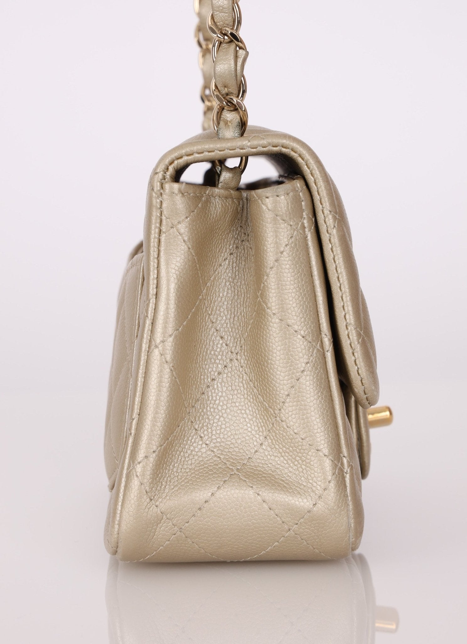 Chanel 2016 Iridescent Caviar Champagne Mini Square Flap - FashioNica