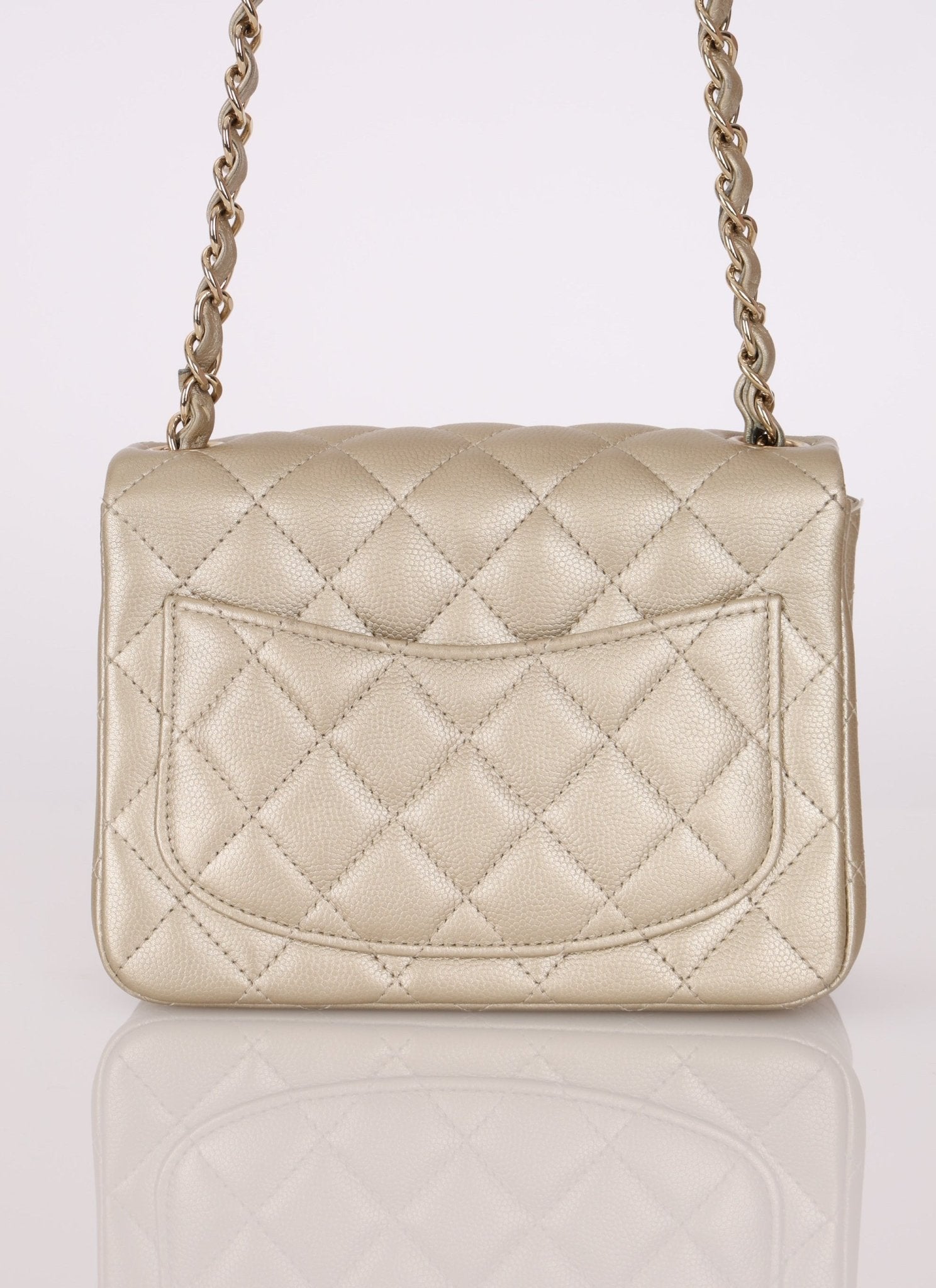 Chanel 2016 Iridescent Caviar Champagne Mini Square Flap - FashioNica