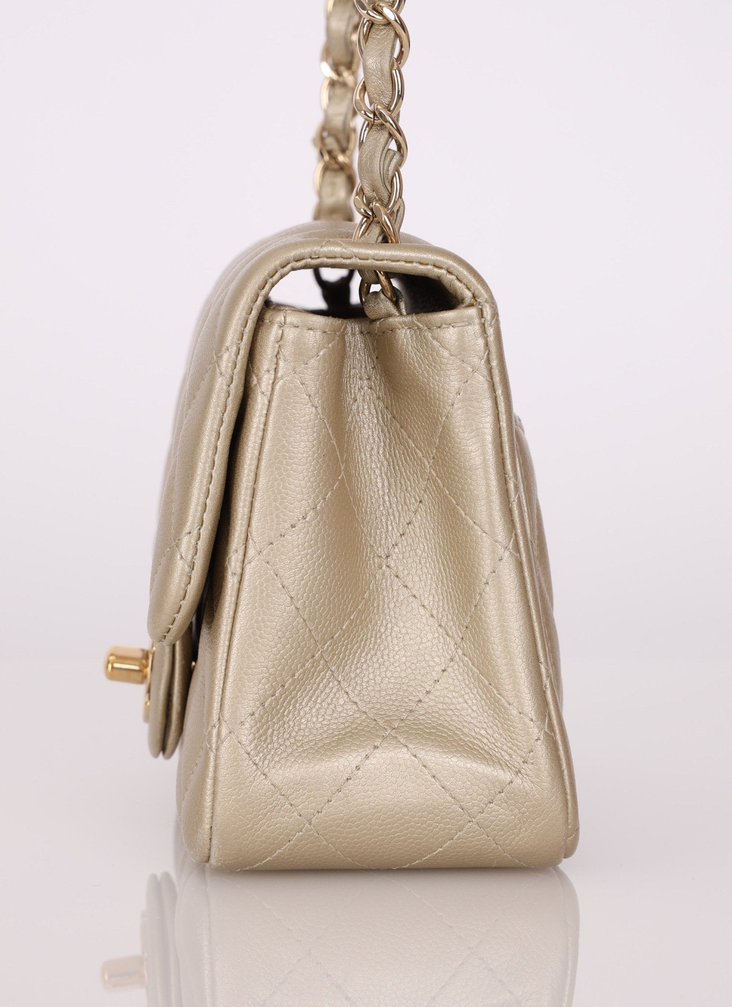 Chanel 2016 Iridescent Caviar Champagne Mini Square Flap - FashioNica