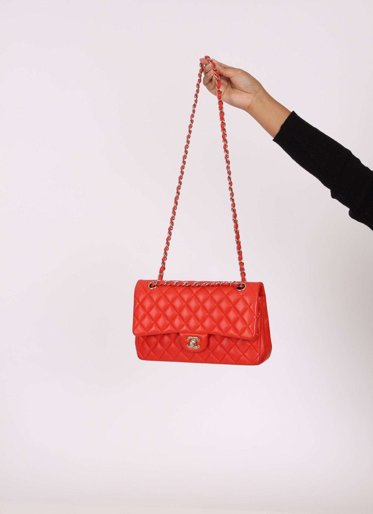 Chanel 2016 Lambskin Red Medium Double Flap GHW - FashioNica