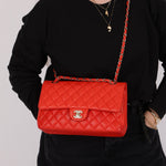 Chanel 2016 Lambskin Red Medium Double Flap GHW - FashioNica