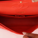 Chanel 2016 Lambskin Red Medium Double Flap GHW - FashioNica