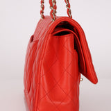 Chanel 2016 Lambskin Red Medium Double Flap GHW - FashioNica
