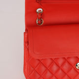 Chanel 2016 Lambskin Red Medium Double Flap GHW - FashioNica