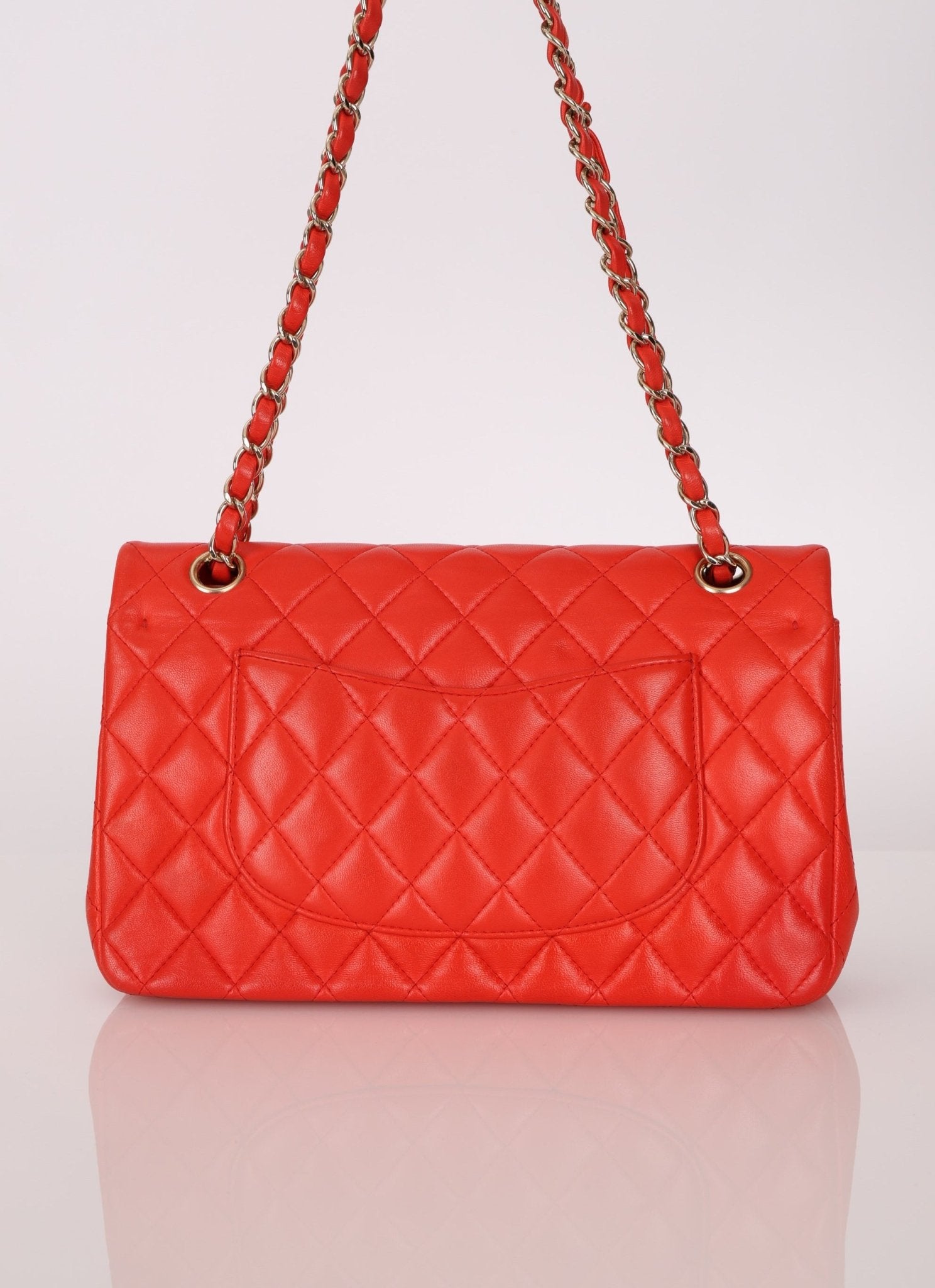 Chanel 2016 Lambskin Red Medium Double Flap GHW - FashioNica