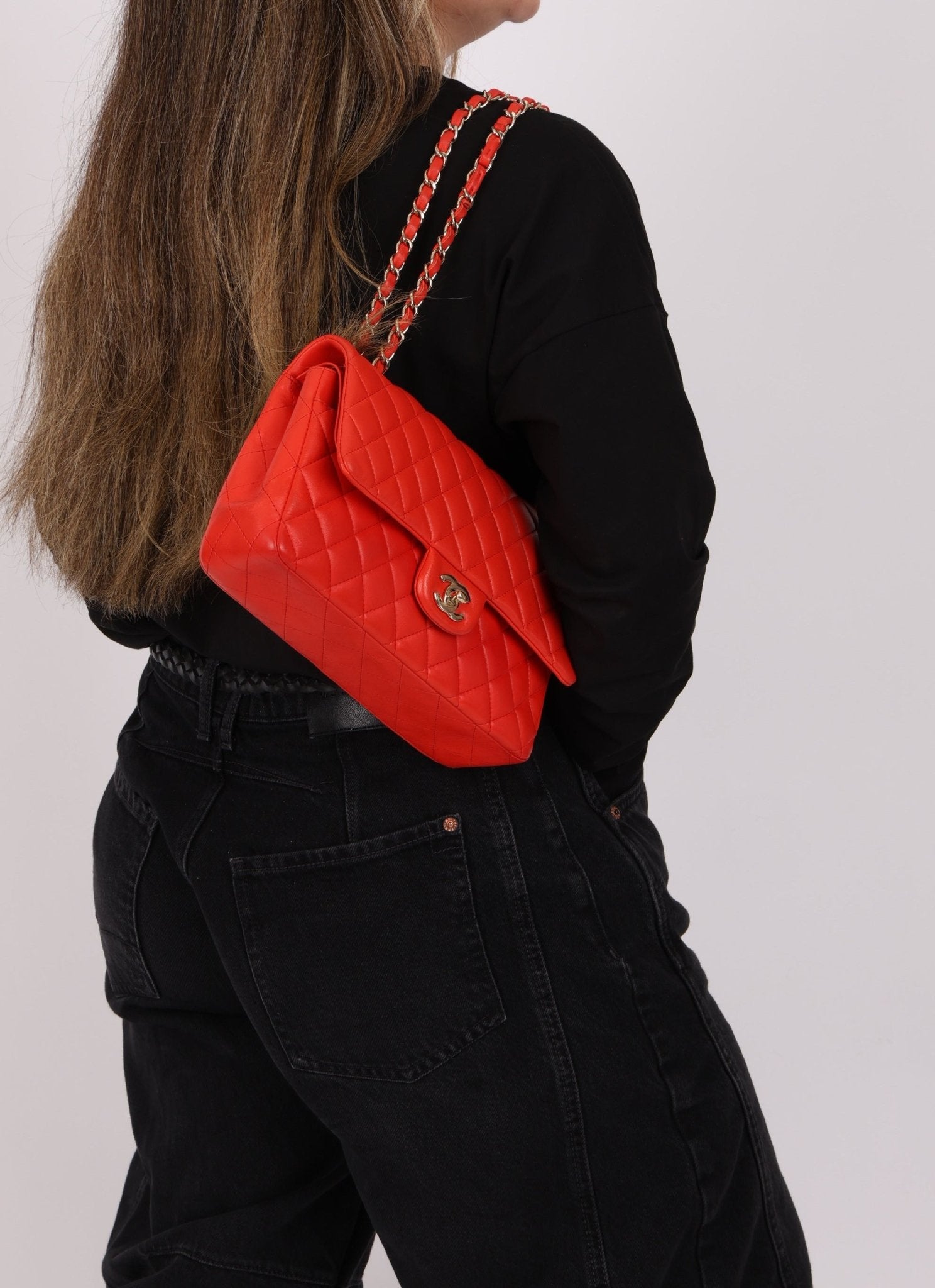 Chanel 2016 Lambskin Red Medium Double Flap GHW - FashioNica