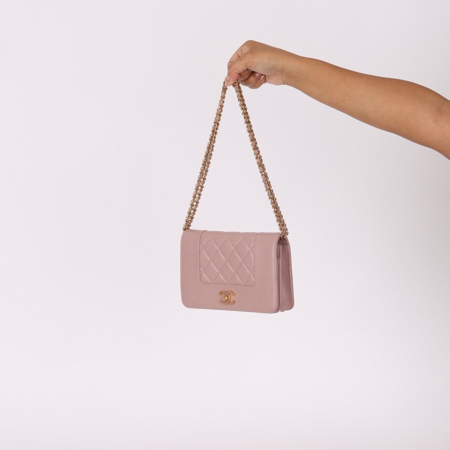 Chanel 2016 Mademoiselle Lilac Sheepskin Wallet on Chain - FashioNica