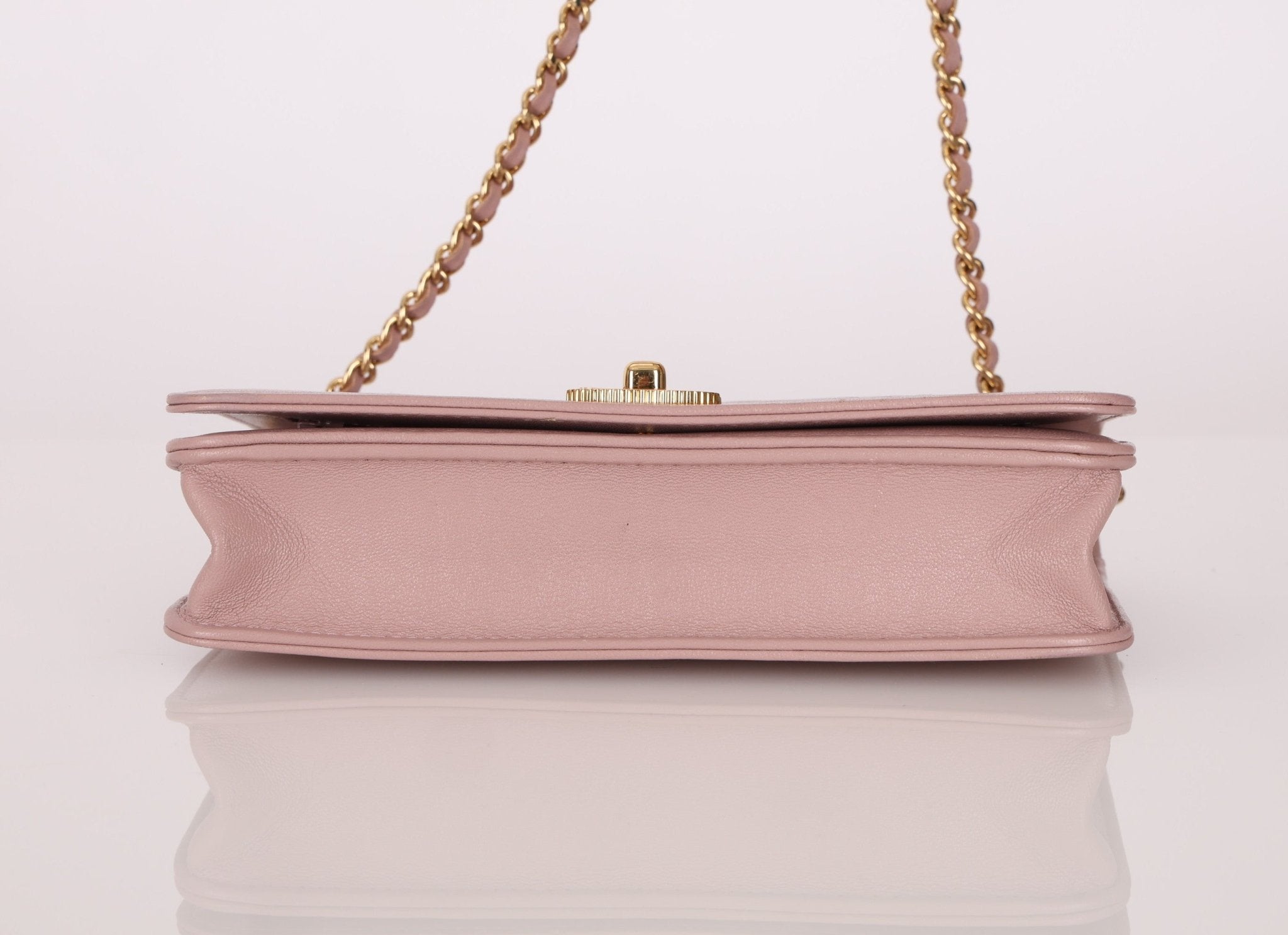 Chanel 2016 Mademoiselle Lilac Sheepskin Wallet on Chain - FashioNica