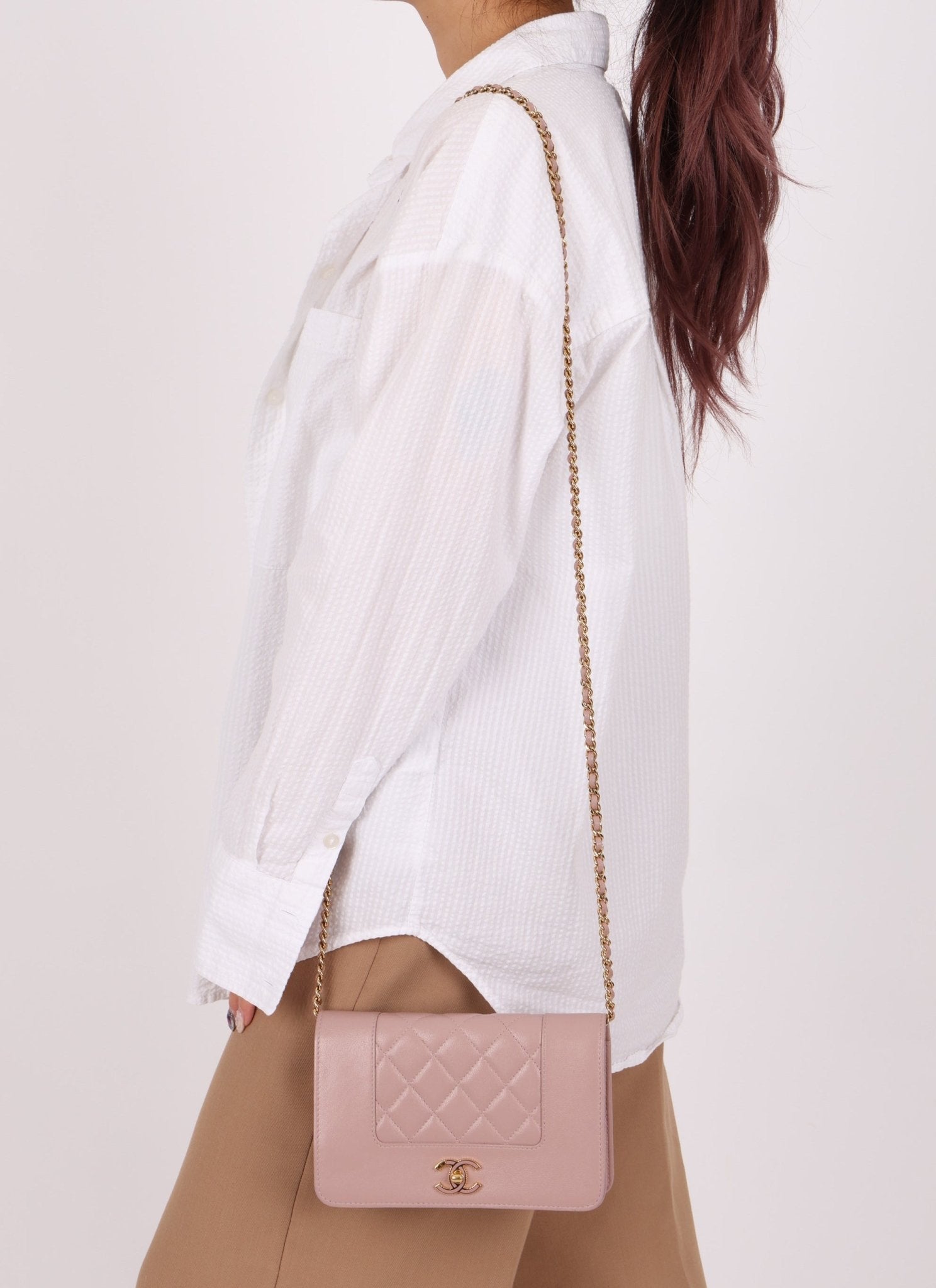 Chanel 2016 Mademoiselle Lilac Sheepskin Wallet on Chain - FashioNica