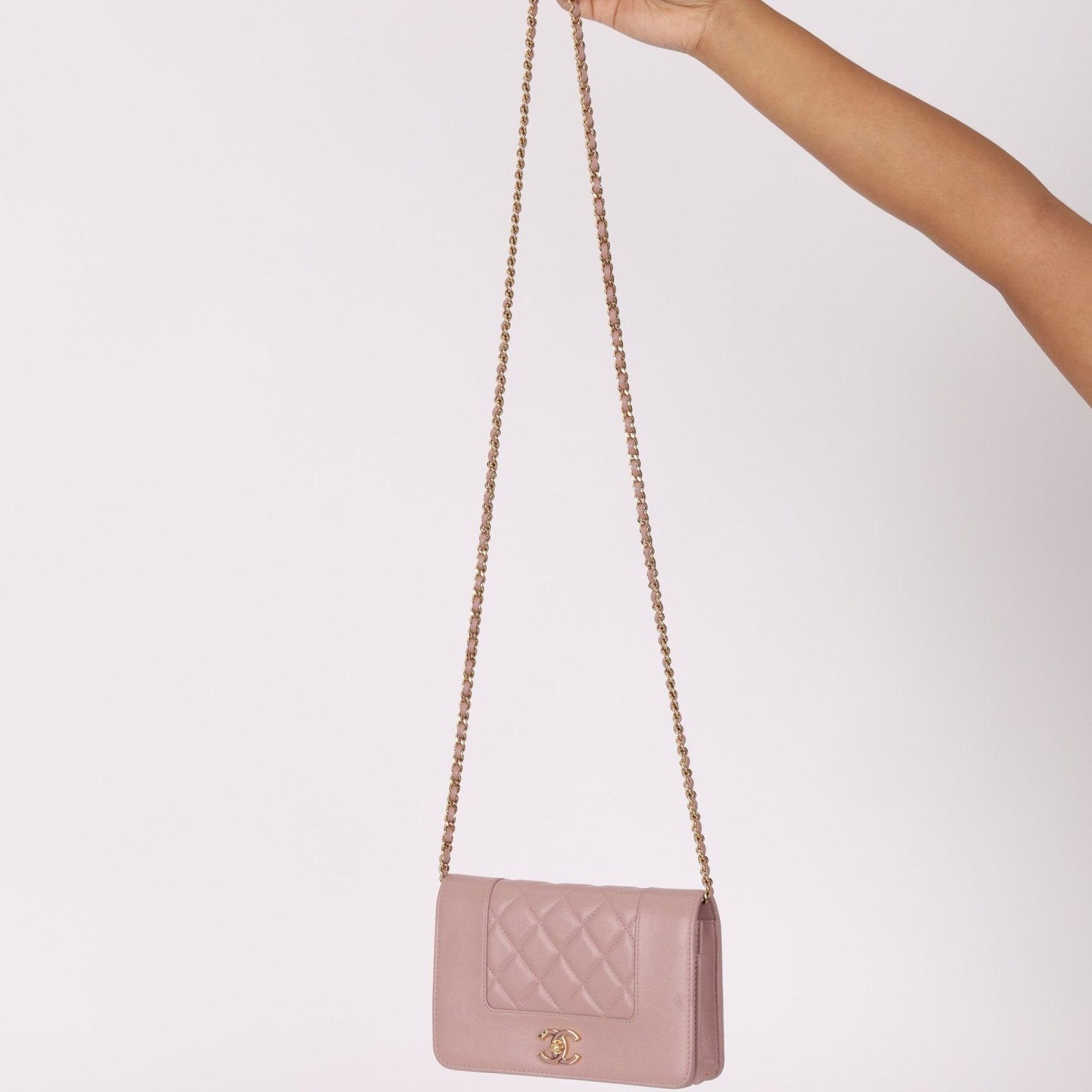 Chanel 2016 Mademoiselle Lilac Sheepskin Wallet on Chain - FashioNica