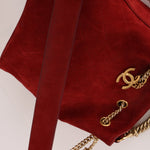 Chanel 2016 On My Shoulder Red Suede Bucket Bag - FashioNica