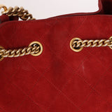 Chanel 2016 On My Shoulder Red Suede Bucket Bag - FashioNica
