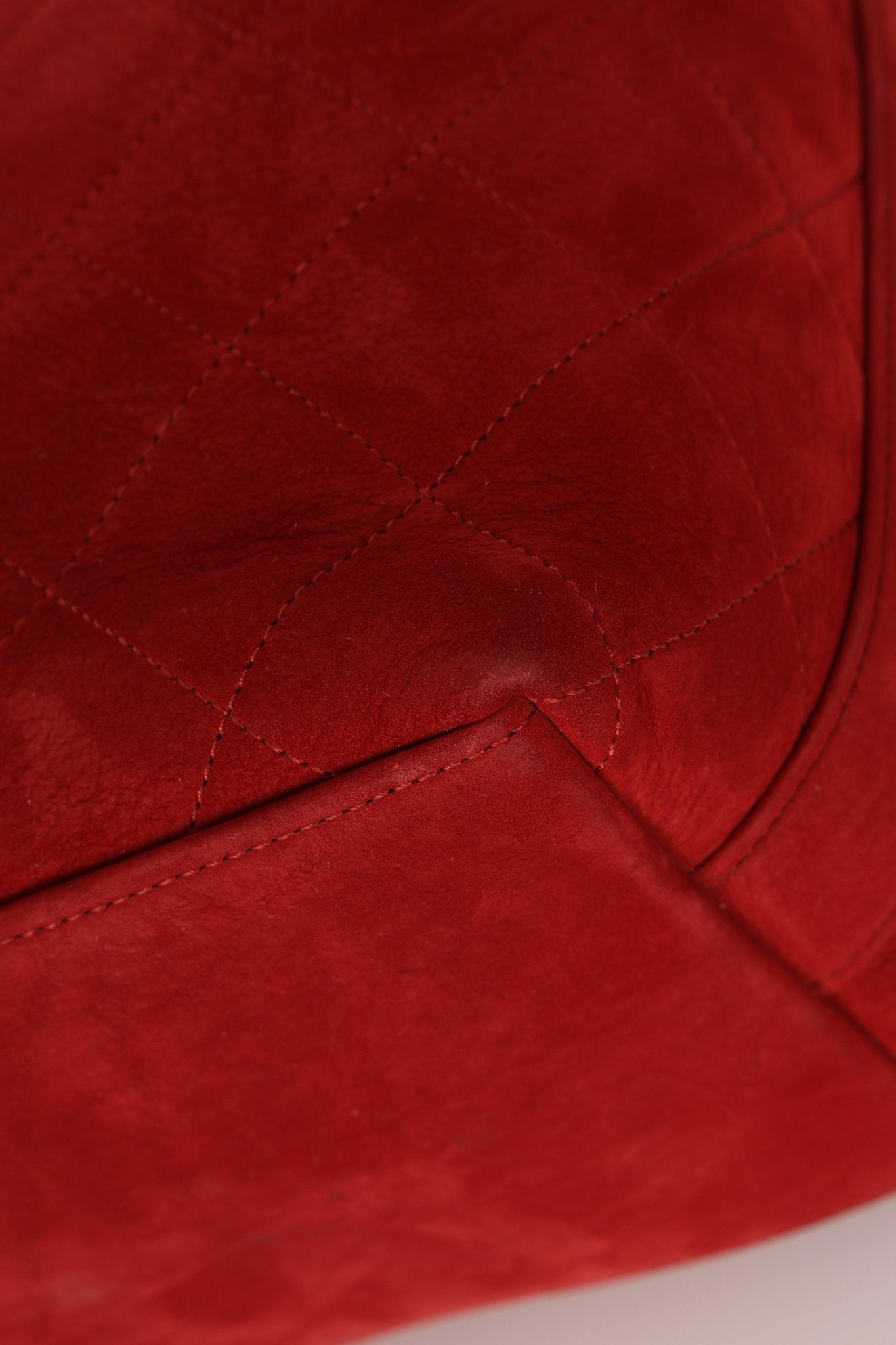 Chanel 2016 On My Shoulder Red Suede Bucket Bag - FashioNica