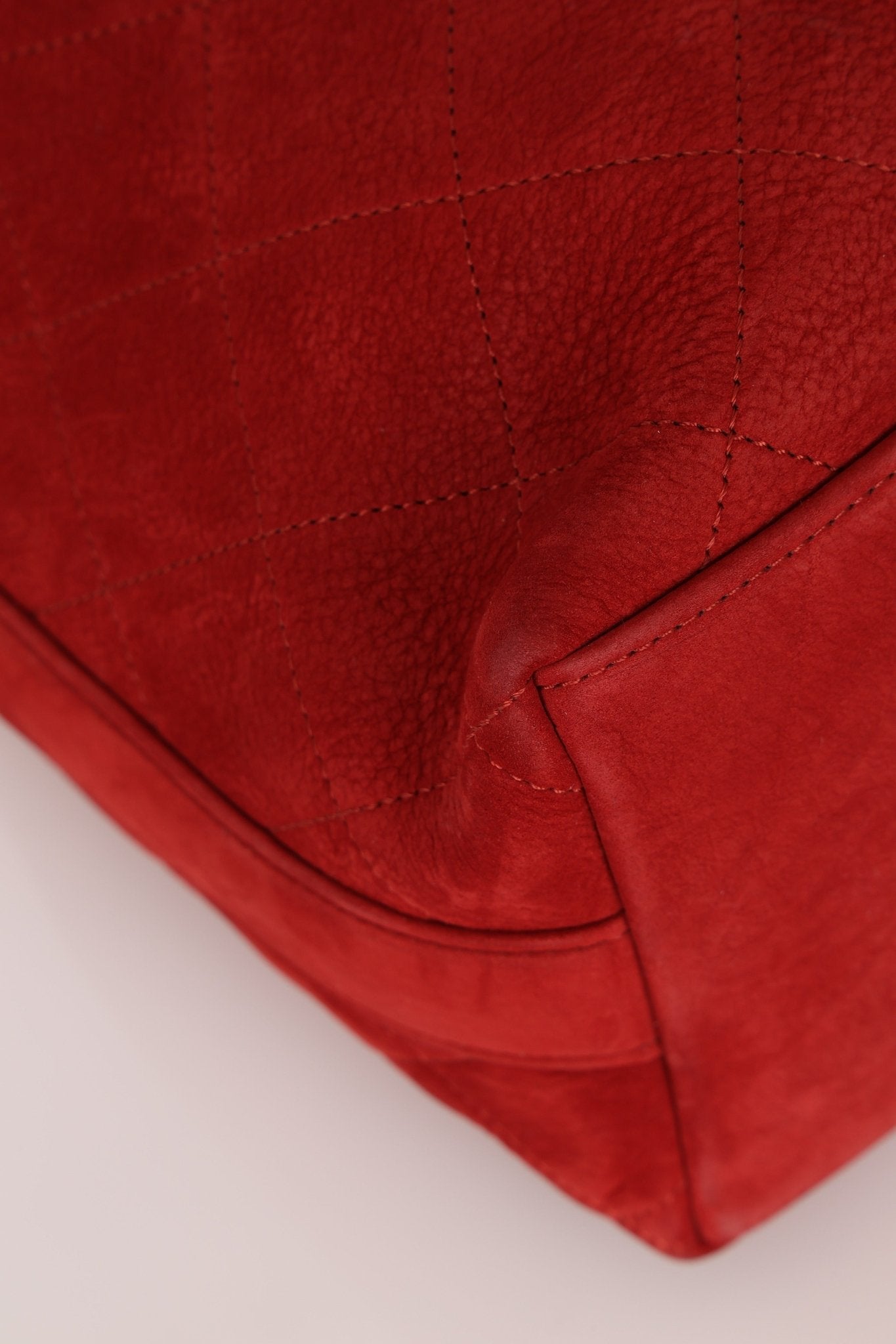 Chanel 2016 On My Shoulder Red Suede Bucket Bag - FashioNica