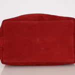 Chanel 2016 On My Shoulder Red Suede Bucket Bag - FashioNica