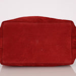 Chanel 2016 On My Shoulder Red Suede Bucket Bag - FashioNica