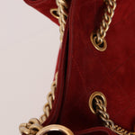 Chanel 2016 On My Shoulder Red Suede Bucket Bag - FashioNica