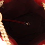 Chanel 2016 On My Shoulder Red Suede Bucket Bag - FashioNica