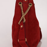 Chanel 2016 On My Shoulder Red Suede Bucket Bag - FashioNica