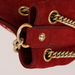 Chanel 2016 On My Shoulder Red Suede Bucket Bag - FashioNica