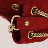 Chanel 2016 On My Shoulder Red Suede Bucket Bag - FashioNica