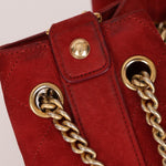Chanel 2016 On My Shoulder Red Suede Bucket Bag - FashioNica