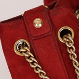 Chanel 2016 On My Shoulder Red Suede Bucket Bag - FashioNica