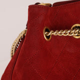 Chanel 2016 On My Shoulder Red Suede Bucket Bag - FashioNica