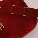 Chanel 2016 On My Shoulder Red Suede Bucket Bag - FashioNica