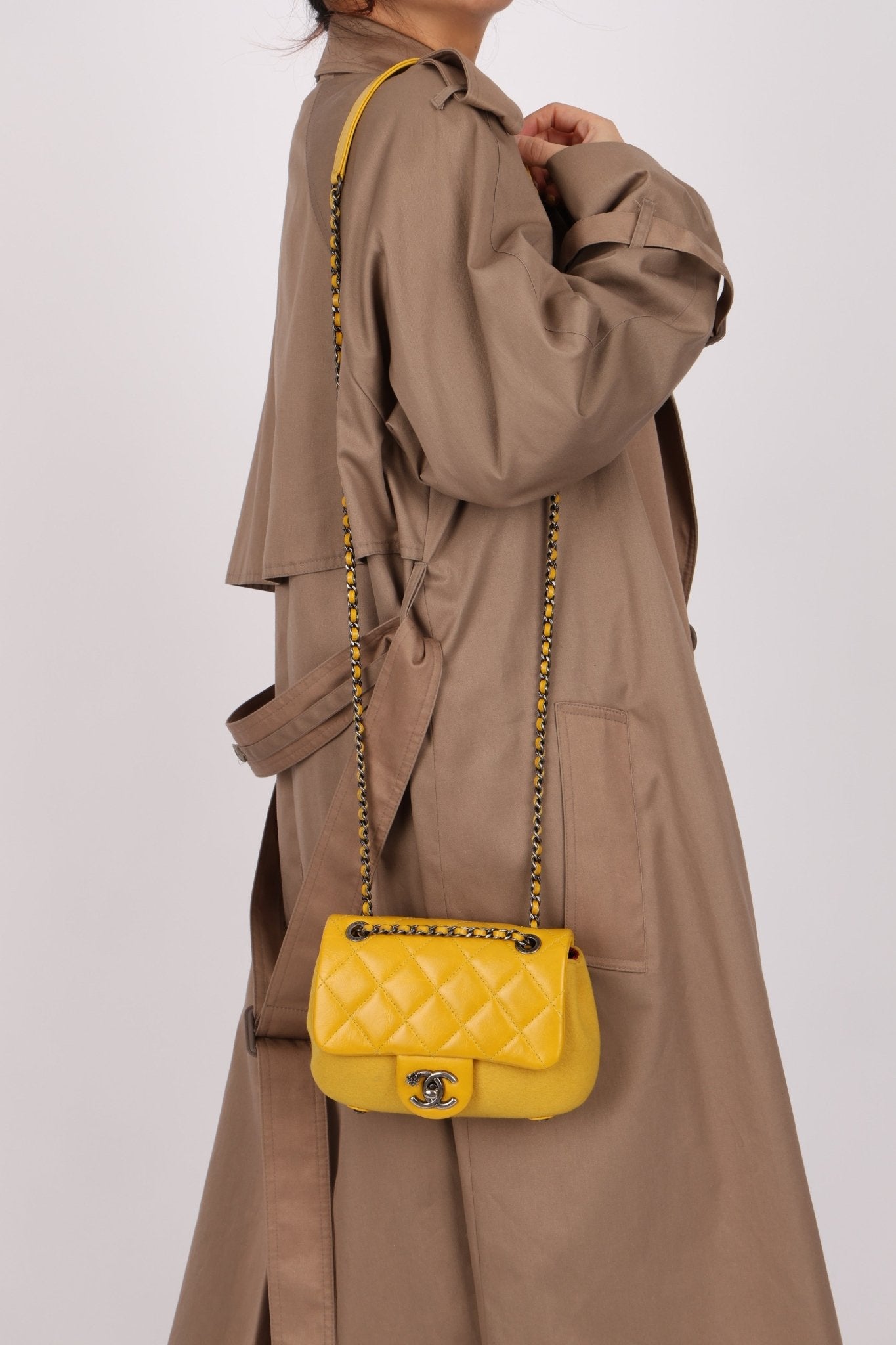 Chanel 2016 Paris - Salzburg Leather & Wool Bi Curvy Flap Bag - FashioNica