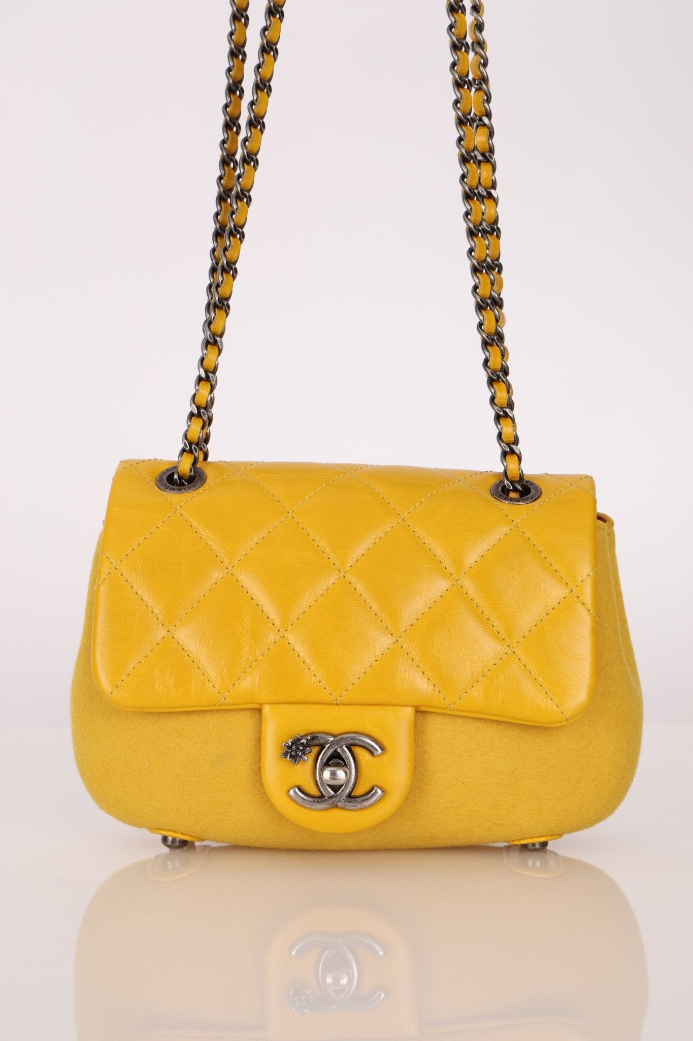 Chanel 2016 Paris - Salzburg Leather & Wool Bi Curvy Flap Bag - FashioNica