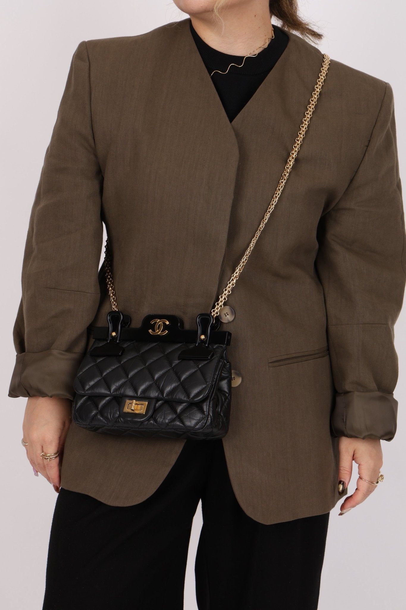 Chanel 2017 Aged Calfskin Quilted 2.55 Reissue 225 Hanger Flap - FashioNica