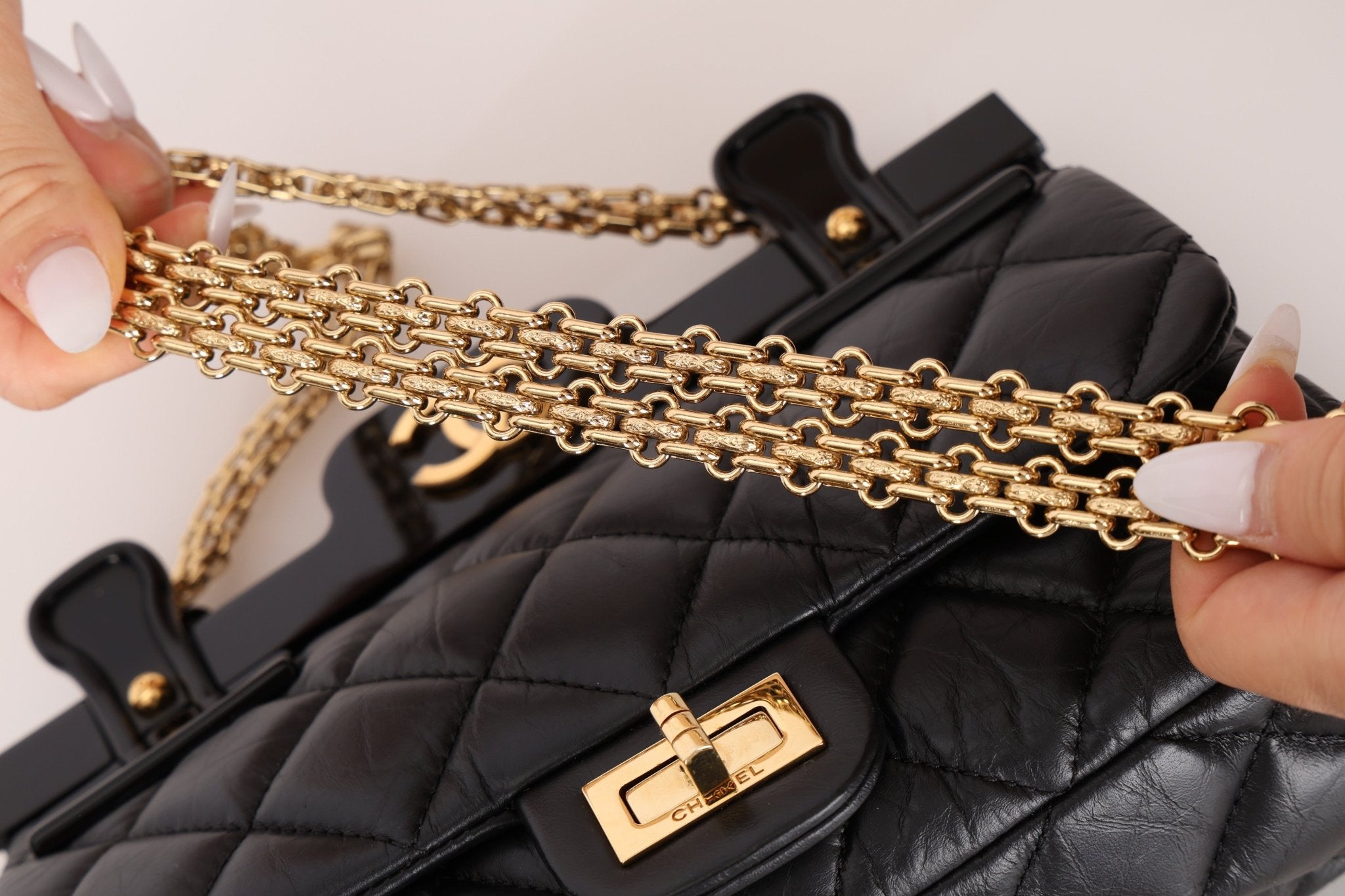 Chanel 2017 Aged Calfskin Quilted 2.55 Reissue 225 Hanger Flap - FashioNica