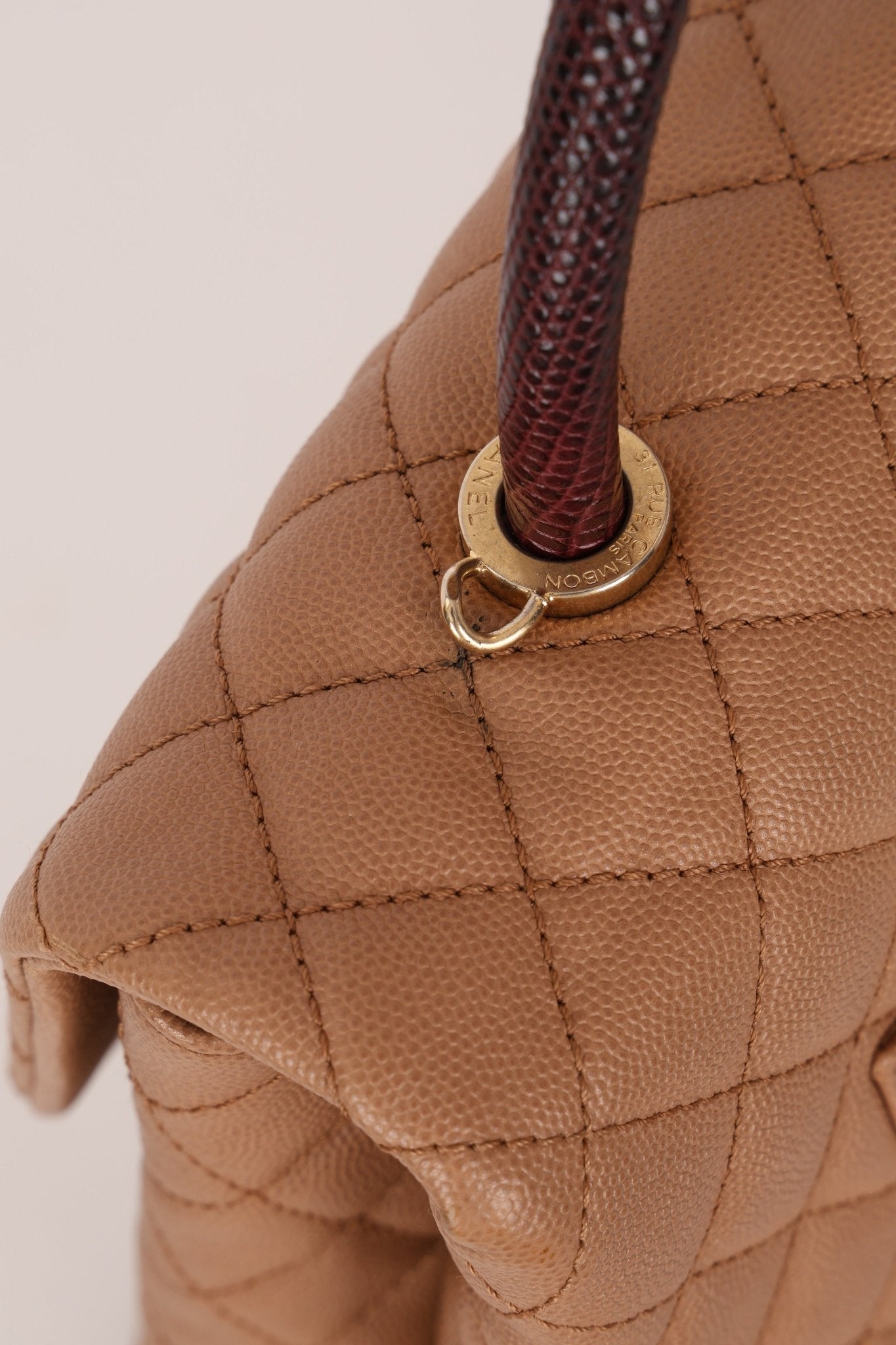 Chanel 2017 Beige Caviar Lizard Kelly Coco Handle - FashioNica