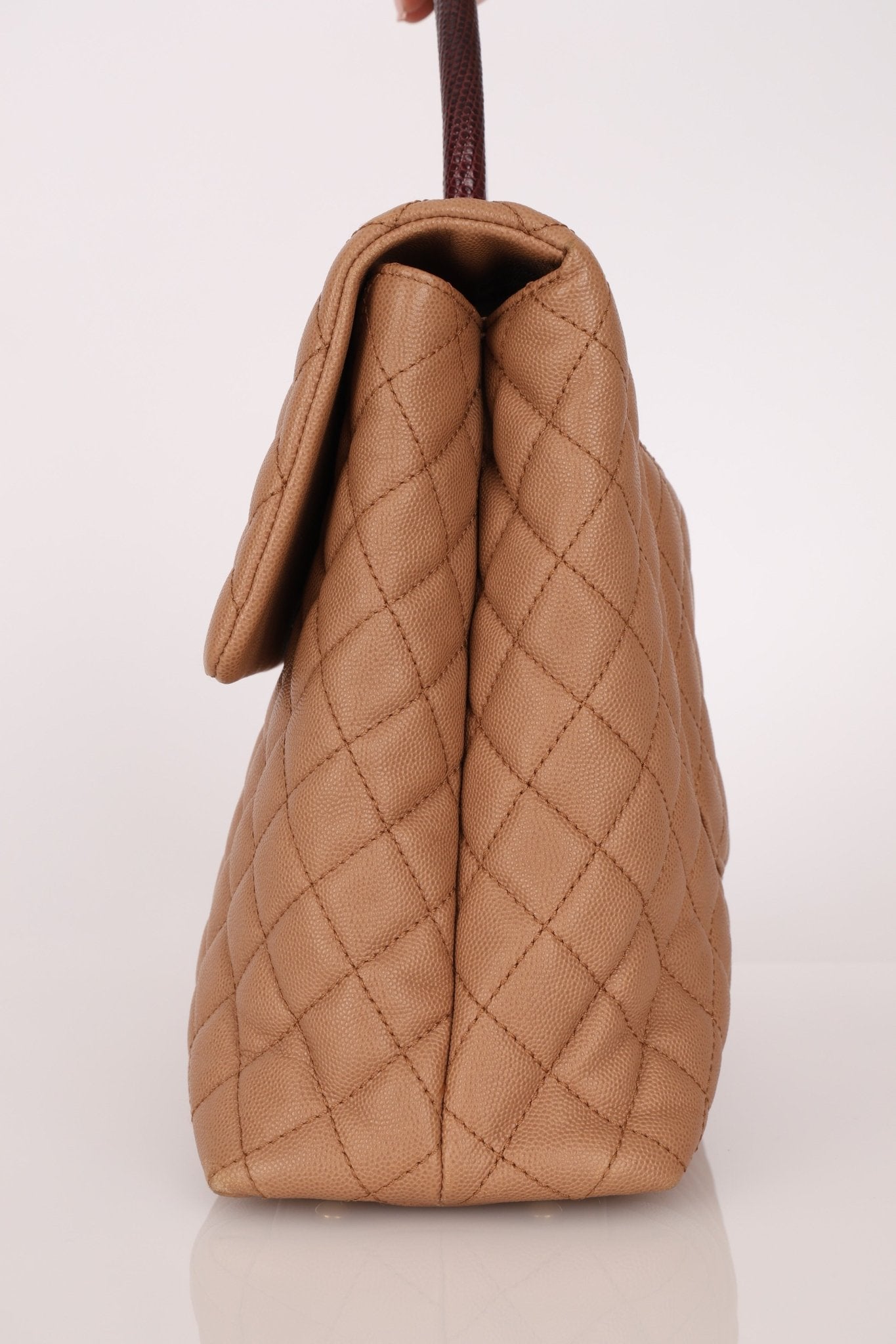 Chanel 2017 Beige Caviar Lizard Kelly Coco Handle - FashioNica