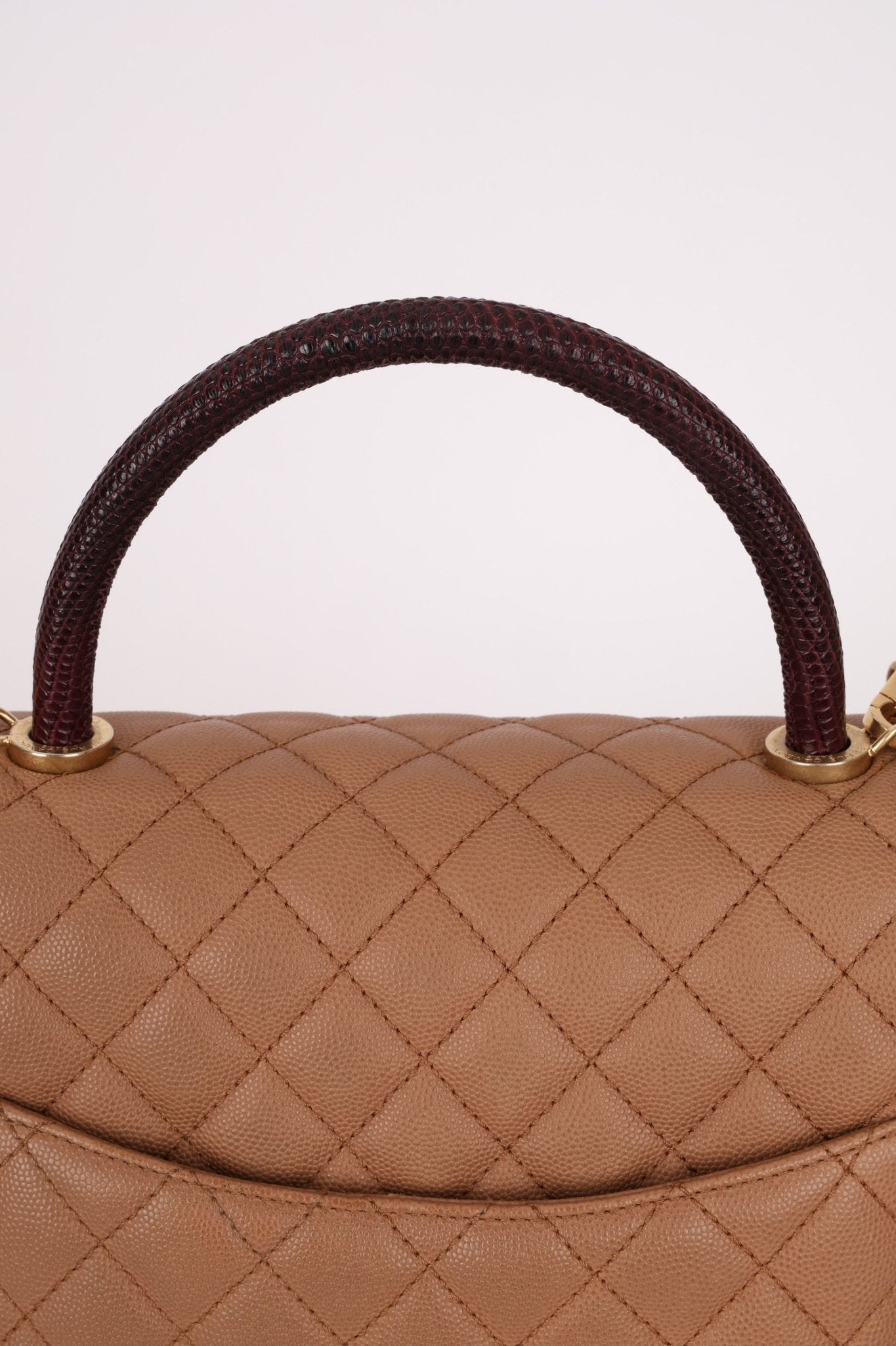 Chanel 2017 Beige Caviar Lizard Kelly Coco Handle - FashioNica