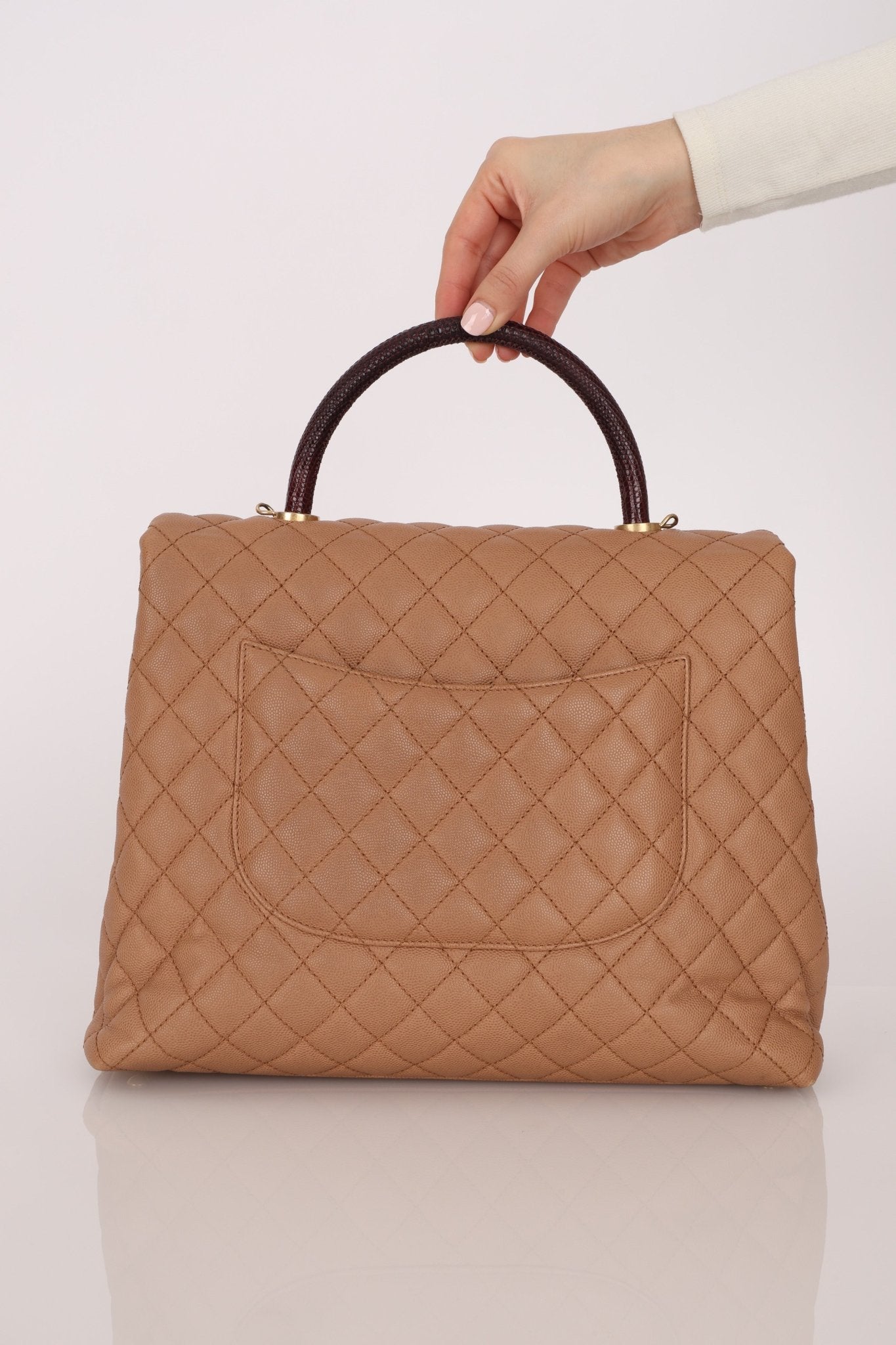 Chanel 2017 Beige Caviar Lizard Kelly Coco Handle - FashioNica