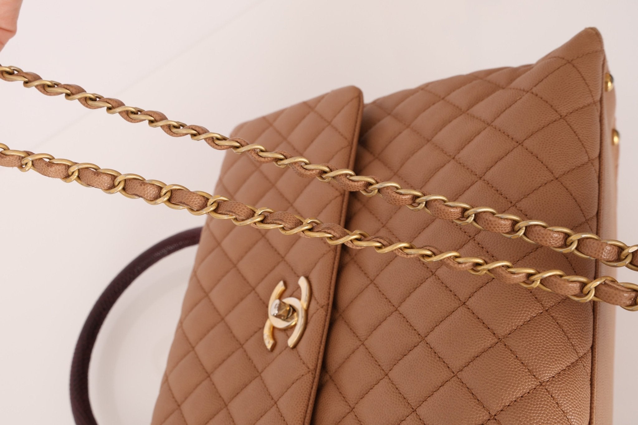 Chanel 2017 Beige Caviar Lizard Kelly Coco Handle - FashioNica