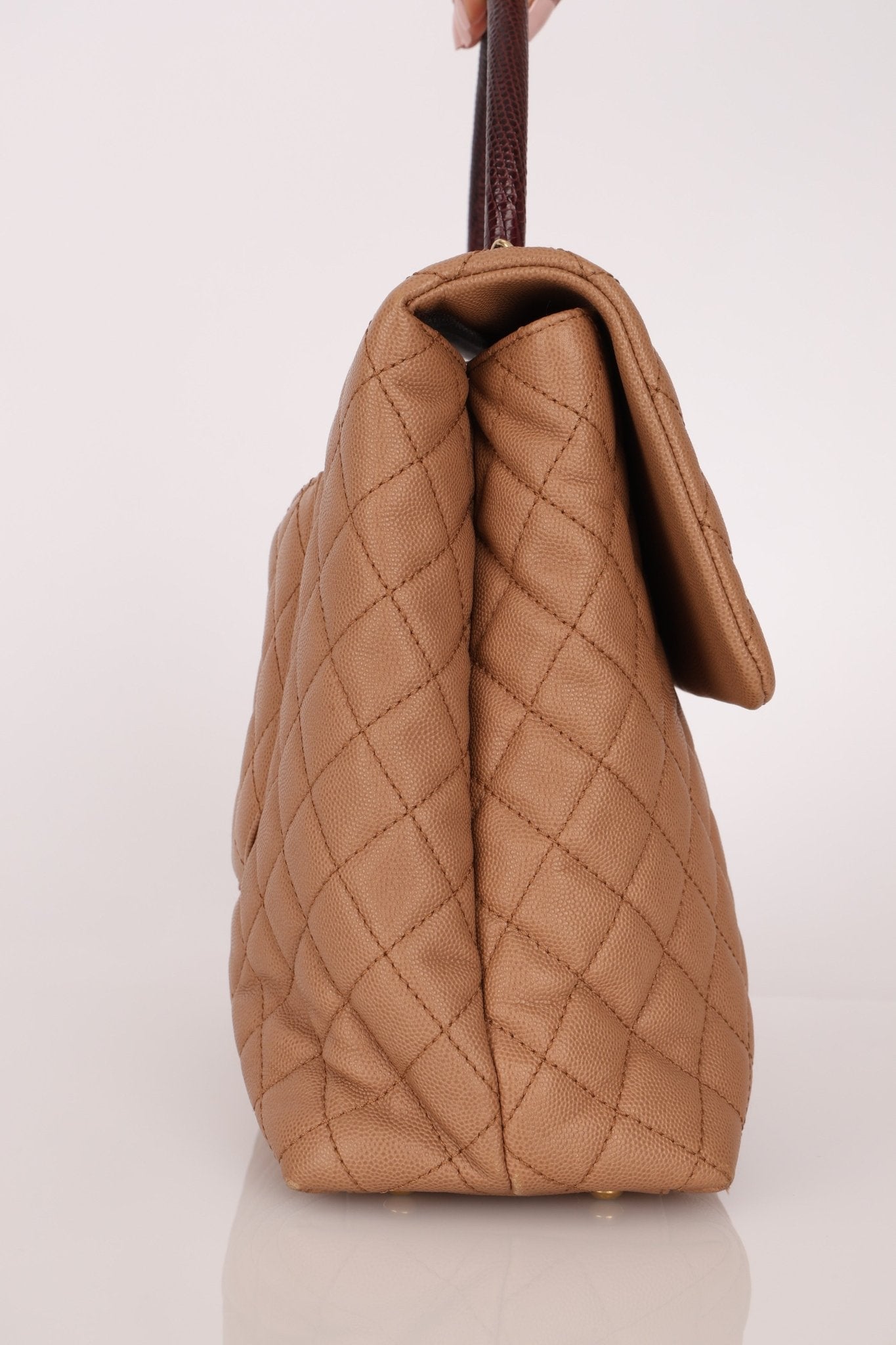 Chanel 2017 Beige Caviar Lizard Kelly Coco Handle - FashioNica