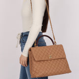 Chanel 2017 Beige Caviar Lizard Kelly Coco Handle - FashioNica