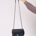 Chanel 2017 Dark Navy Sheepskin Mademoiselle Full Flap Bag - FashioNica