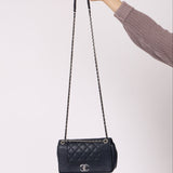Chanel 2017 Dark Navy Sheepskin Mademoiselle Full Flap Bag - FashioNica